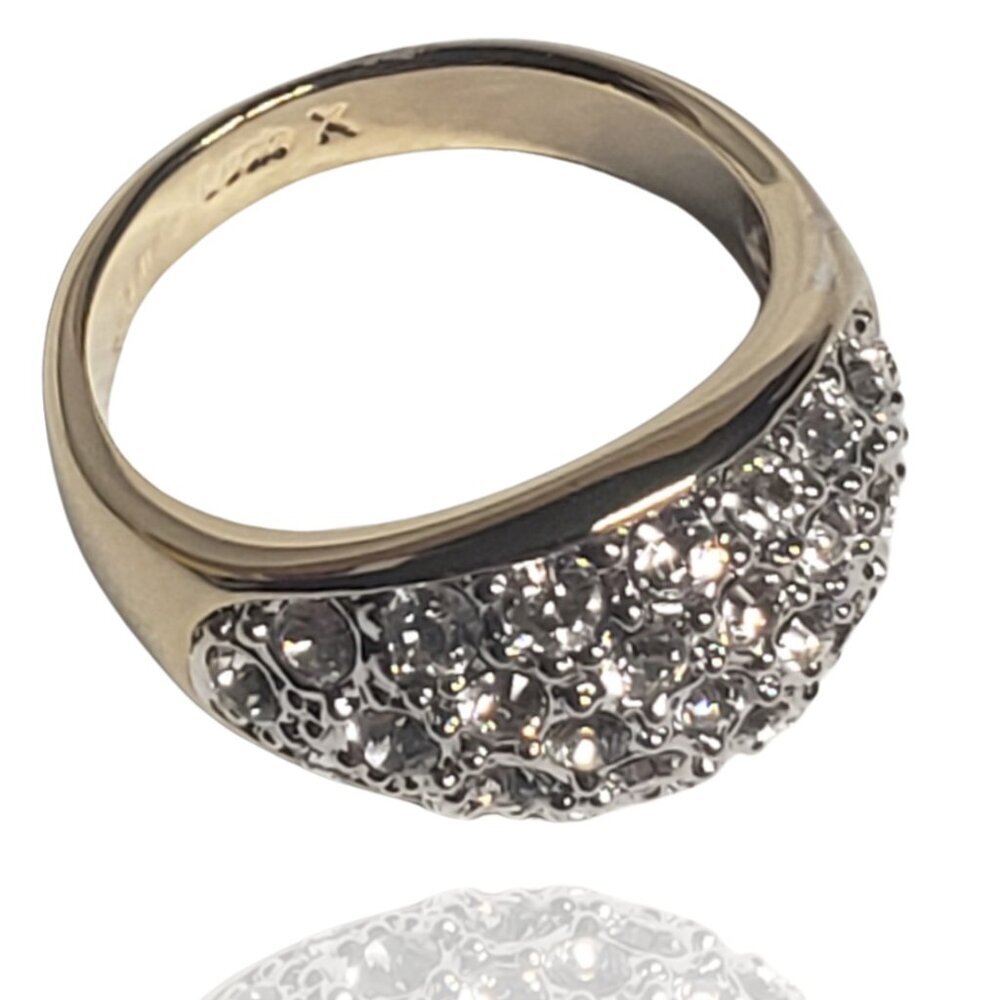 Camille Lucie Ring for Women, Simple Pave of Clear Crystals on Plated Gold - Picture 5 of 6